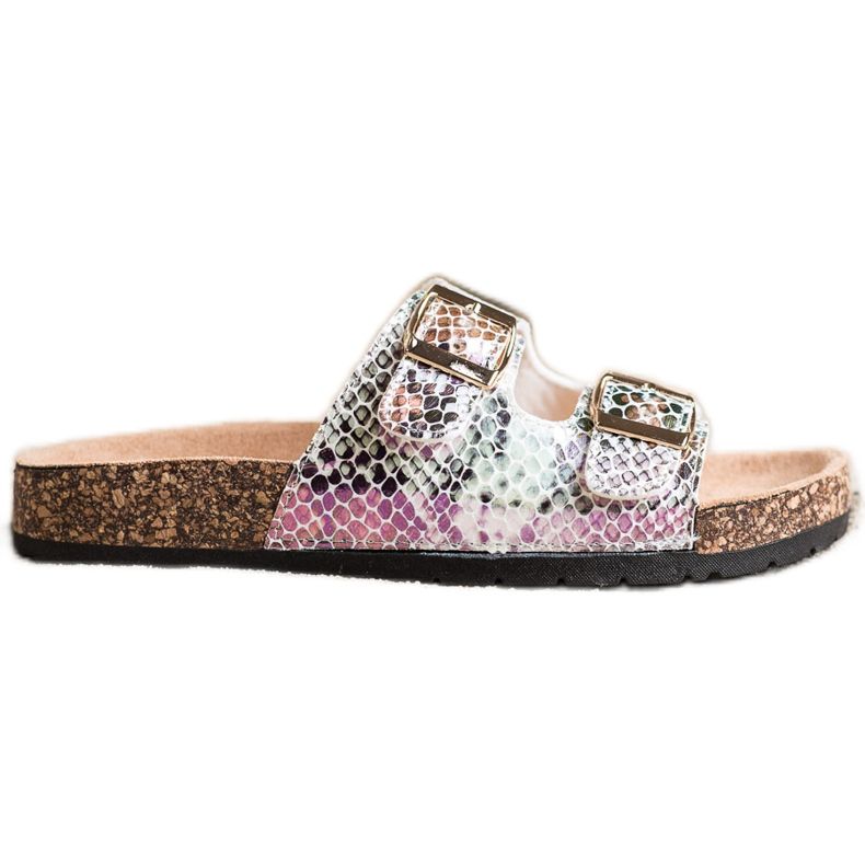 SHELOVET Papuci cu efect Holo argint gri multicolor