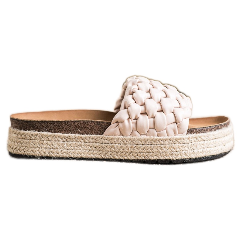 SHELOVET Espadrile împletite Flip-Flops bej