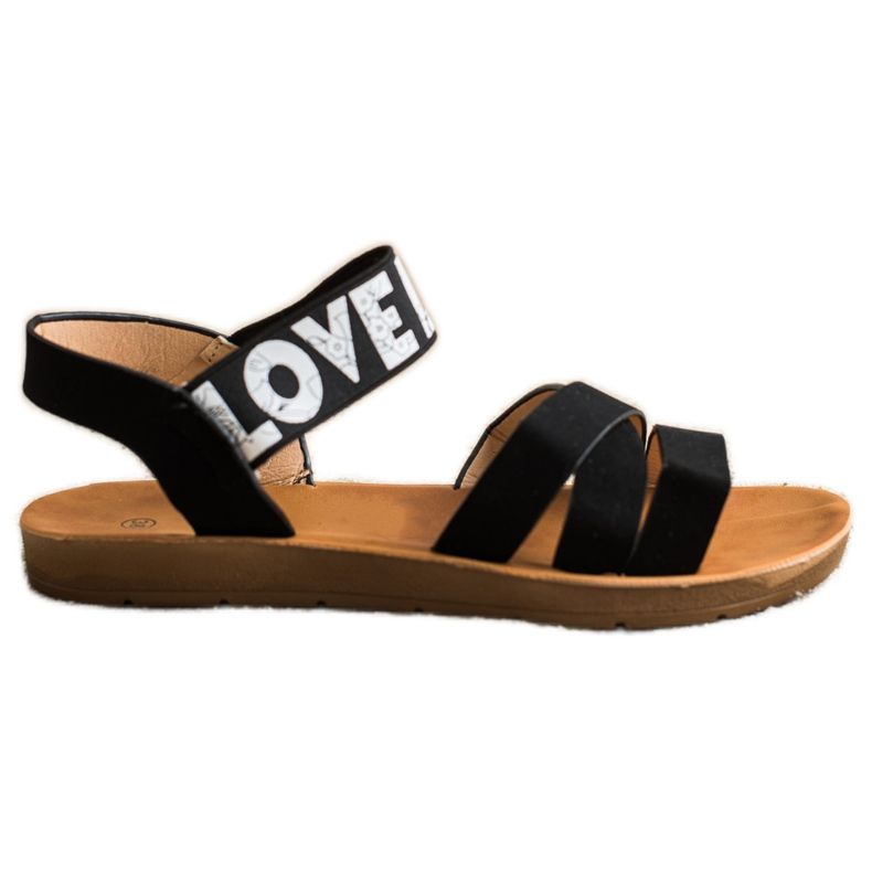 SHELOVET Sandale cu piele ecologică Love negru