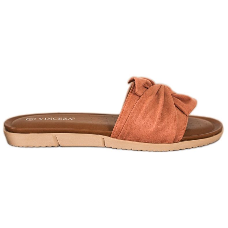 Papuci din piele intoarsa VINCEZA portocale