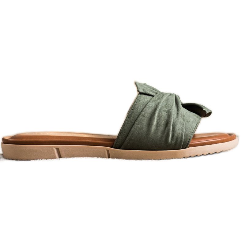 Papuci din piele intoarsa VINCEZA verde