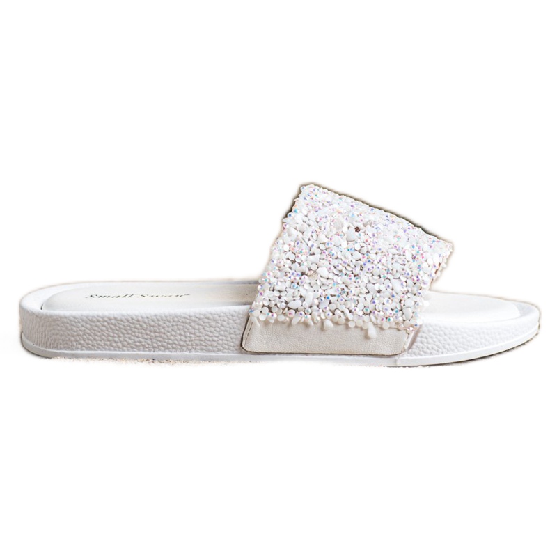 Small Swan Papuci Albi Cu Cristale Small Swan Papuci Albi Cu Cristale