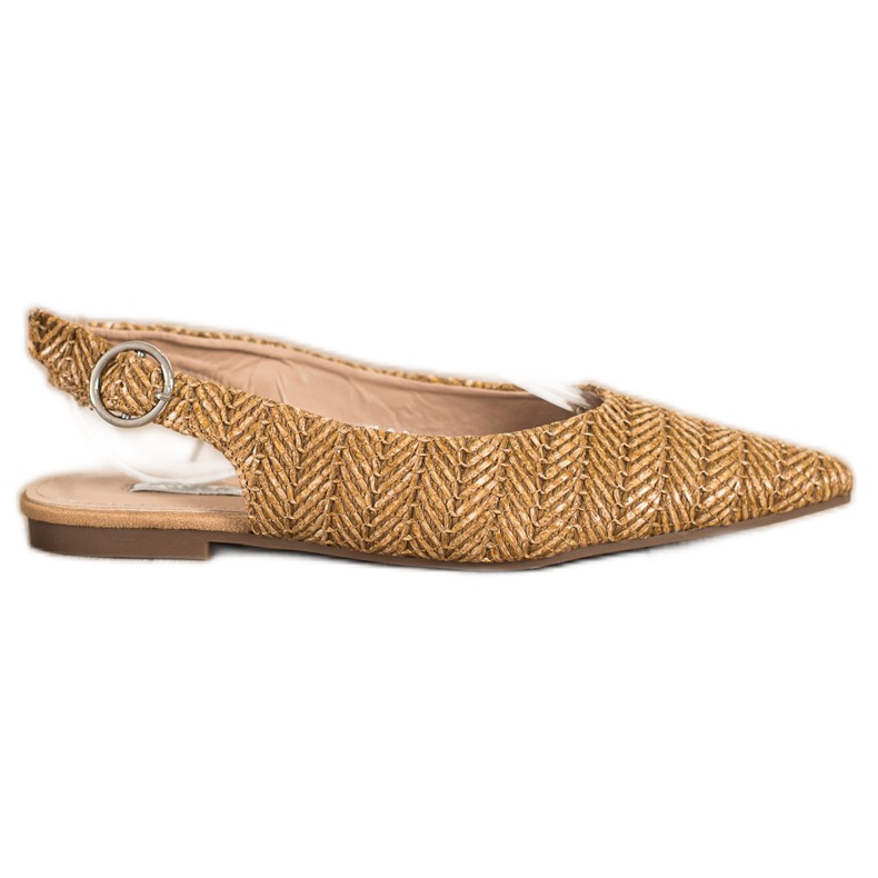 SHELOVET Pompe de paie cu toc deschis maro