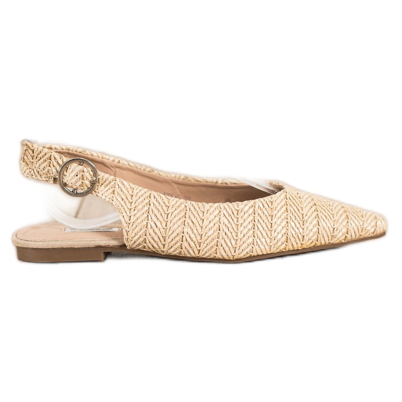 SHELOVET Pompe de paie cu toc deschis bej