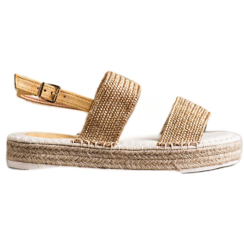 SHELOVET Sandale împletite pe platformă de aur