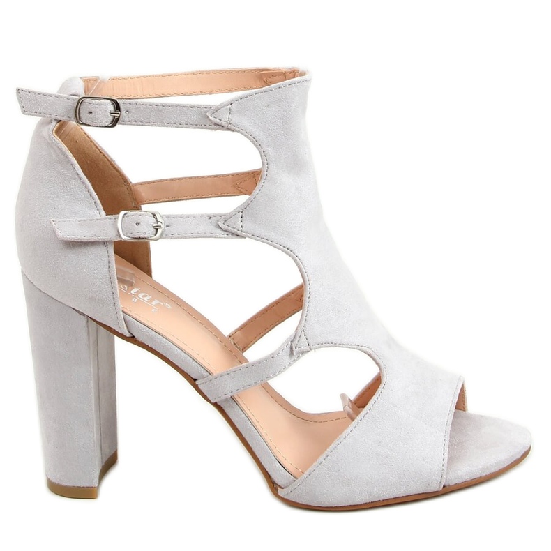Sandale gri cu toc NS111P Gri Sandale gri cu toc NS111P Gri