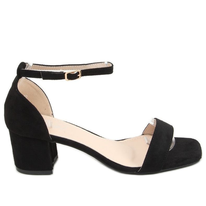 Sandale negre cu toc mic X503-21SA-2 Negru