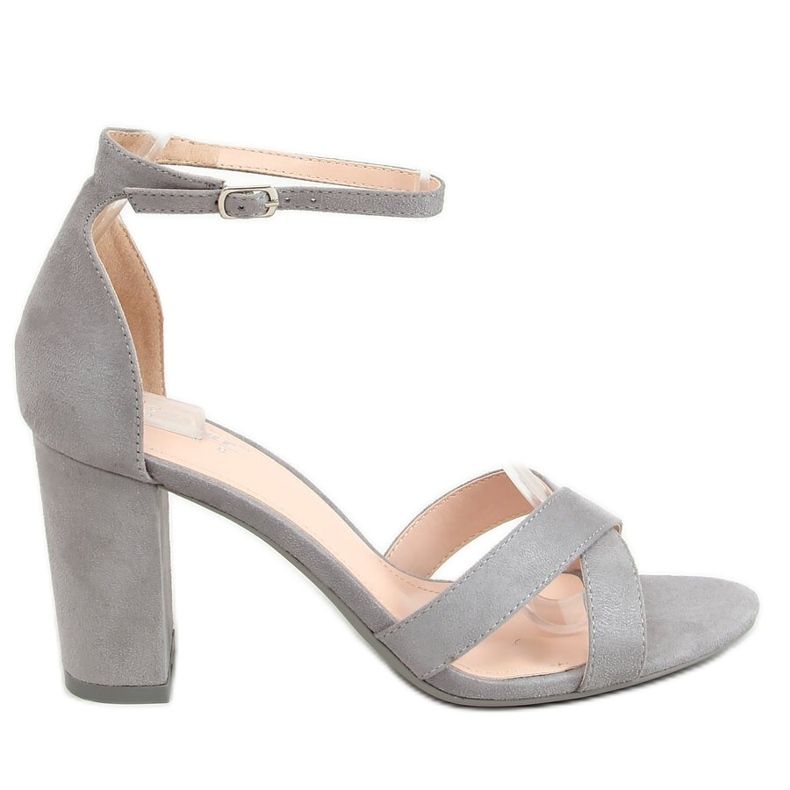Sandale gri cu toc înalt NF-63P Gri