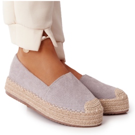 Espadrile pe platforma de paie BL1922 Autostrada gri