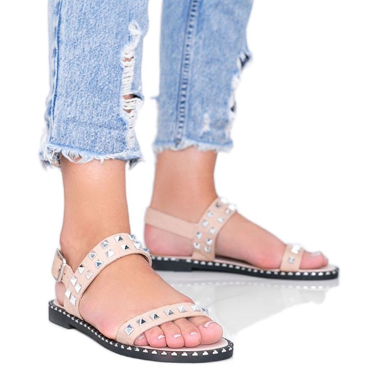 Sandale bej cu știfturi Thelma