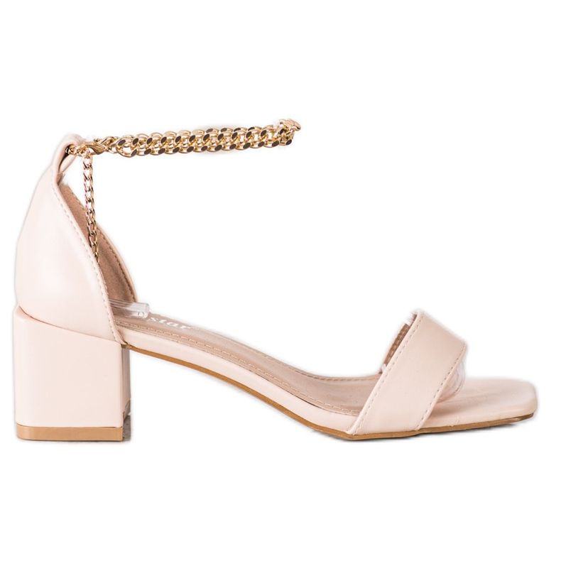 Seastar Sandale Cu Lanț Decorativ bej de aur