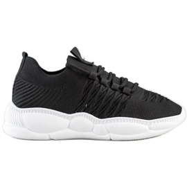 SHELOVET Adidași clasici din material textil negru SHELOVET Adidași clasici din material textil negru