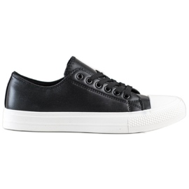 SHELOVET Adidași negri cu piele ecologică negru SHELOVET Adidași negri cu piele ecologică negru