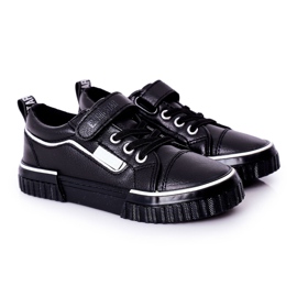 Adidași din piele pentru copii cu velcro Big Star HH374029 Negru