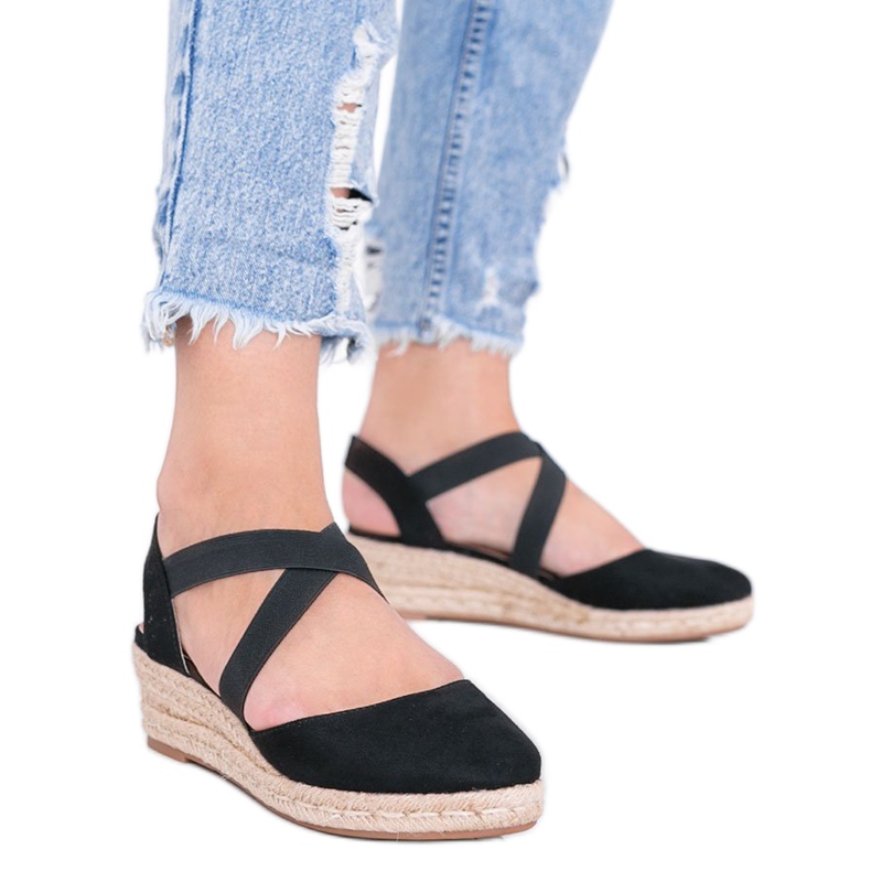 Espadrile negre pe pană Monic negru Espadrile negre pe pană Monic negru
