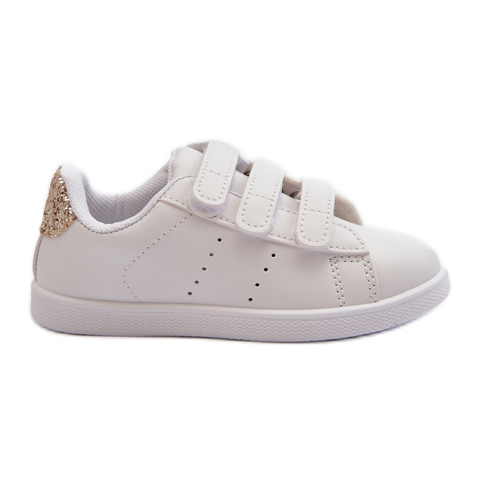 Adidași pentru copii cu Velcro White and Gold Cute Girl alb alb