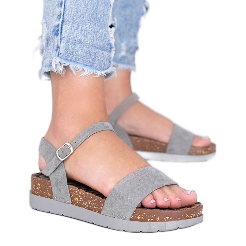 Sandale gri cu branț Preatty Pea