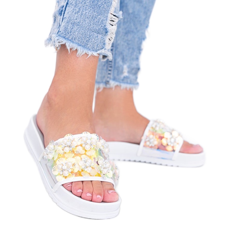 Papuci holografici albi Roma