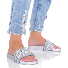 Pantofi argintii Bling Bling pentru femei