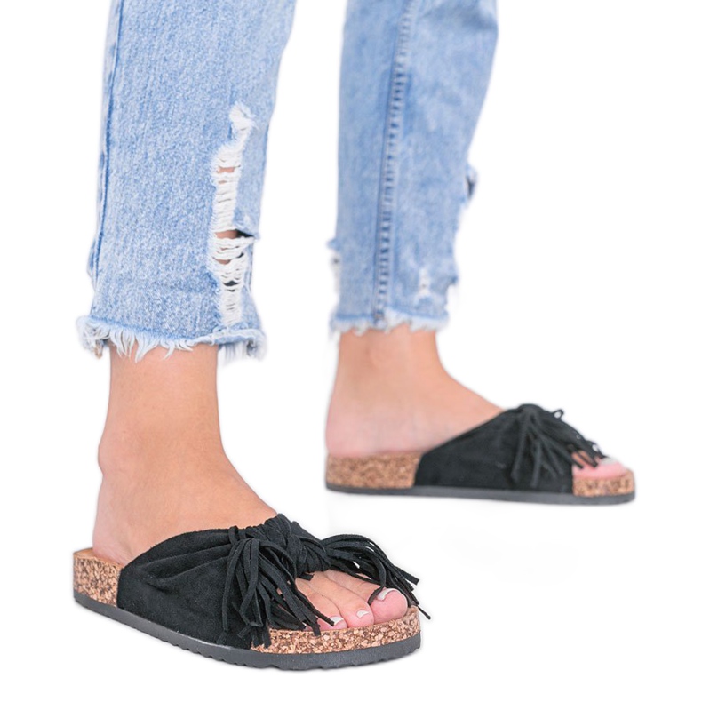 Sandale negre pe talpa de plută Crys negru