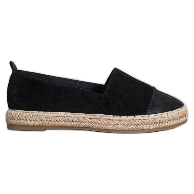 Bestelle Espadrile din piele neagră negru