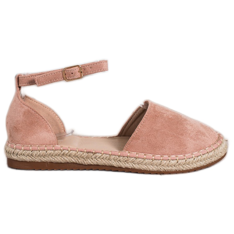 Small Swan Espadrile confortabile din piele de căprioară roz