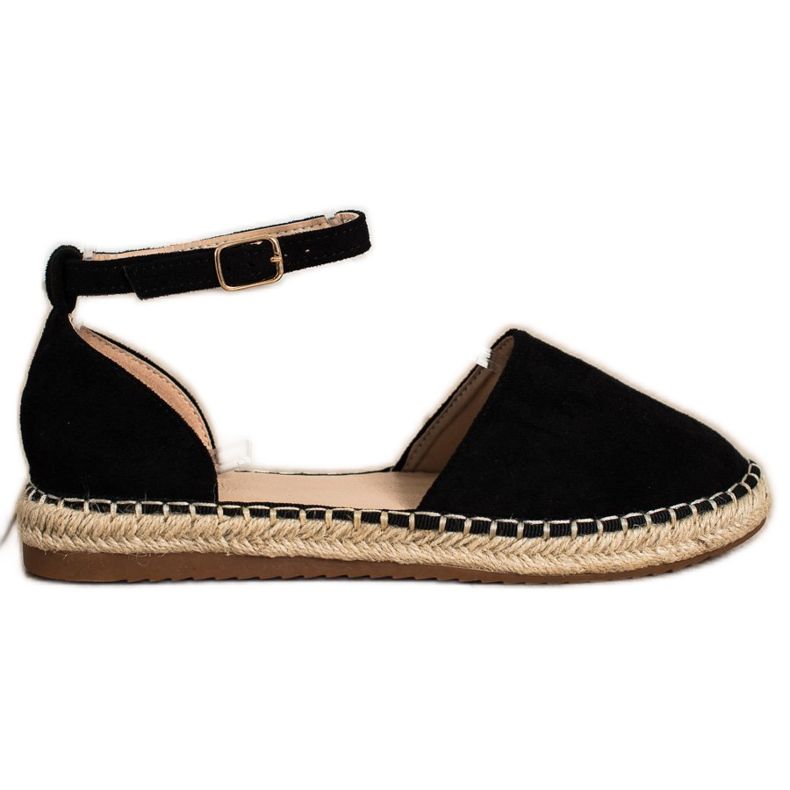Small Swan Espadrile confortabile din piele de căprioară negru Small Swan Espadrile confortabile din piele de căprioară negru