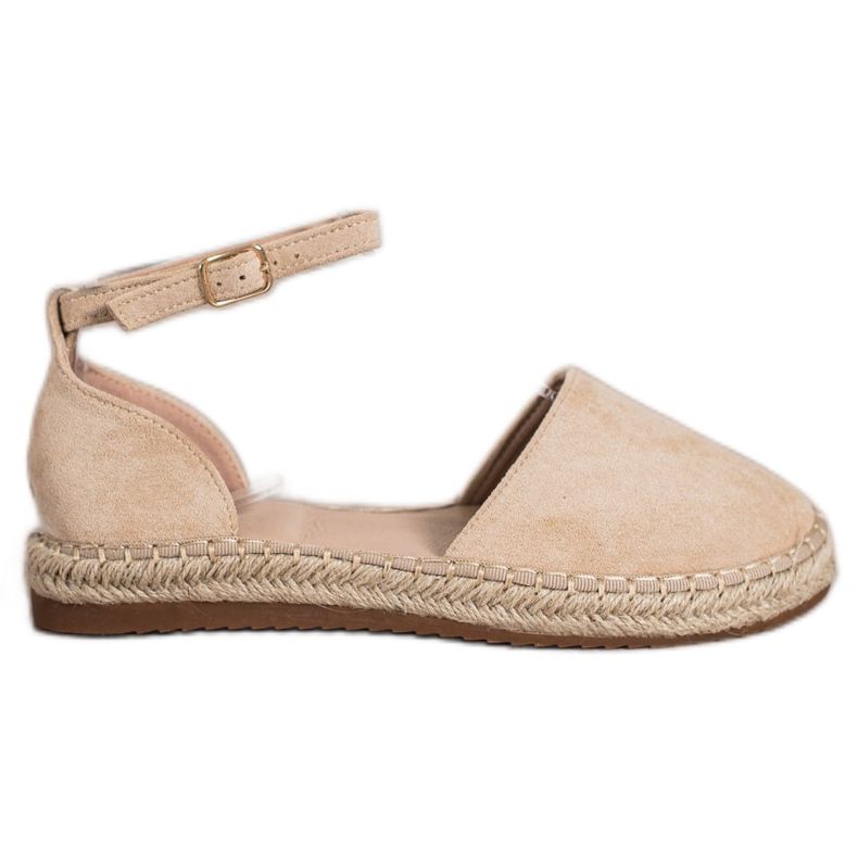 Small Swan Espadrile confortabile din piele de căprioară maro