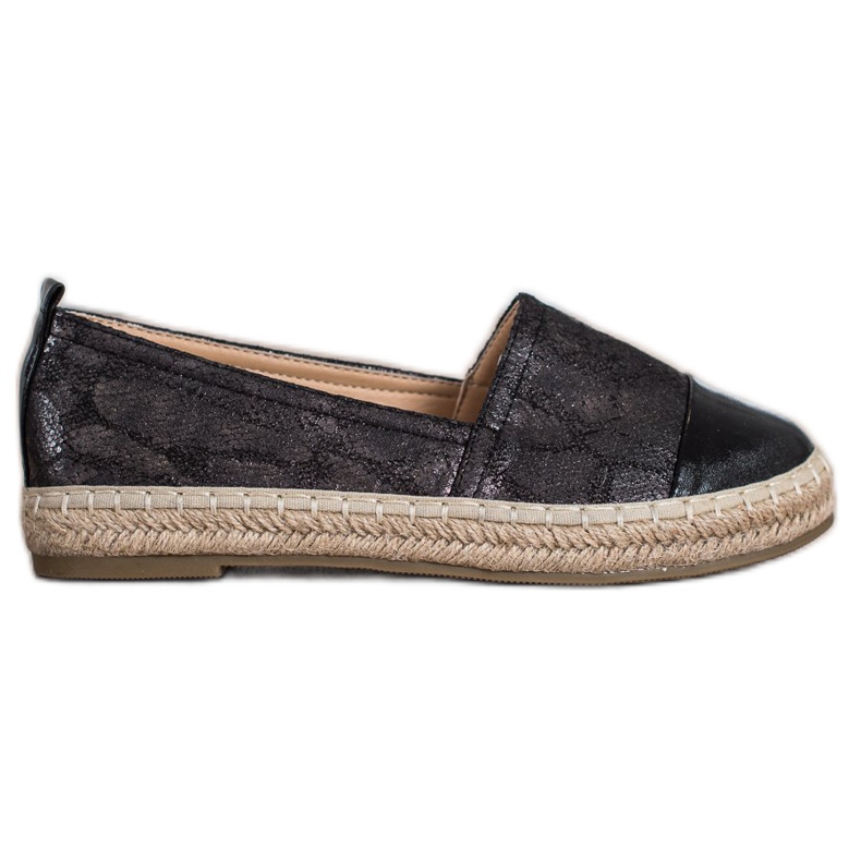 Bestelle Espadrile strălucitoare cu piele ecologică negru