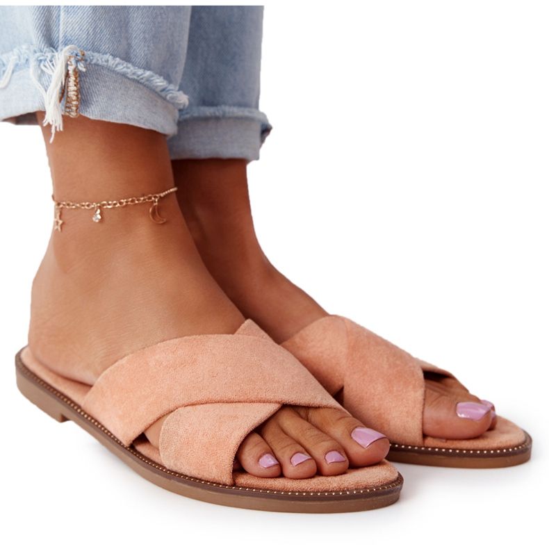 Papuci de damă Edesa Peach Velour portocale