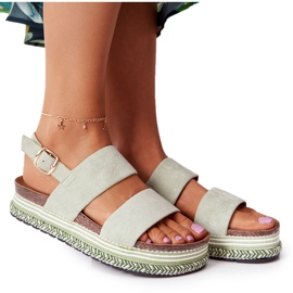 Sandale din piele de căprioară pe platforma verde Olimpia