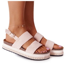 Sandale din piele de căprioară pe platforma roz Olimpia