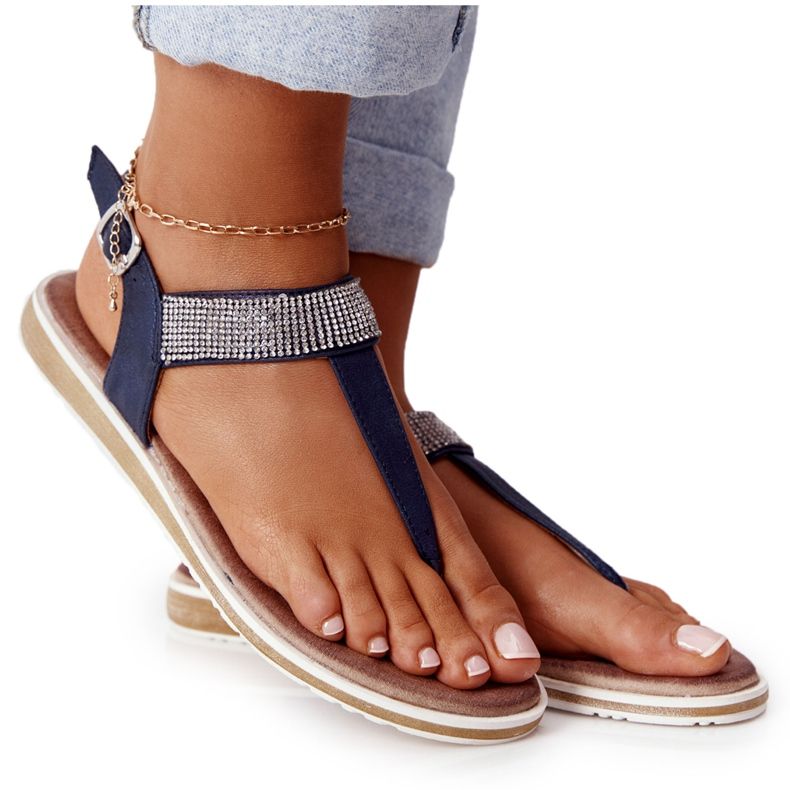 S.Barski Sandale Flip-flops With Zirconias S. Barski 701-12 Blue Navy maro albastru marin