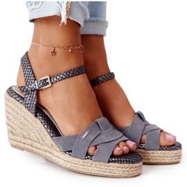 Sandale de piele cu piele Big Star HH274378 Argintiu gri