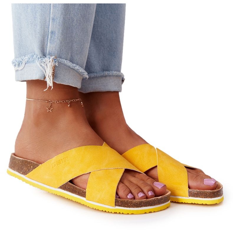 Papuci cu profil din piele Big Star HH274596 Galben