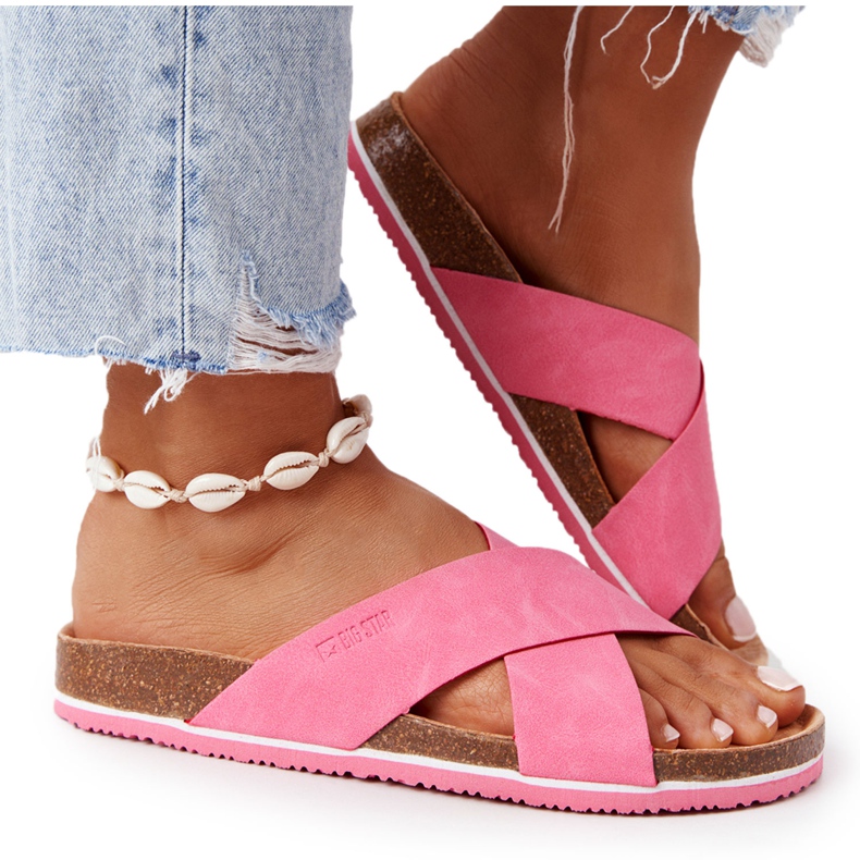 Papuci cu profil din piele Big Star HH274597 Fuchsia roz