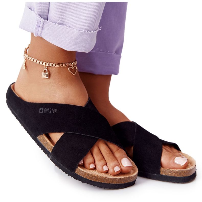 Papuci din piele de căprioară Big Star HH274640 Negru