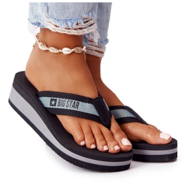 Flip-flops de dama pe pană Big Star HH274A096 Negru gri