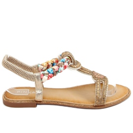Sandale cu zirconii cubice aurii JN11-10 Aur de aur