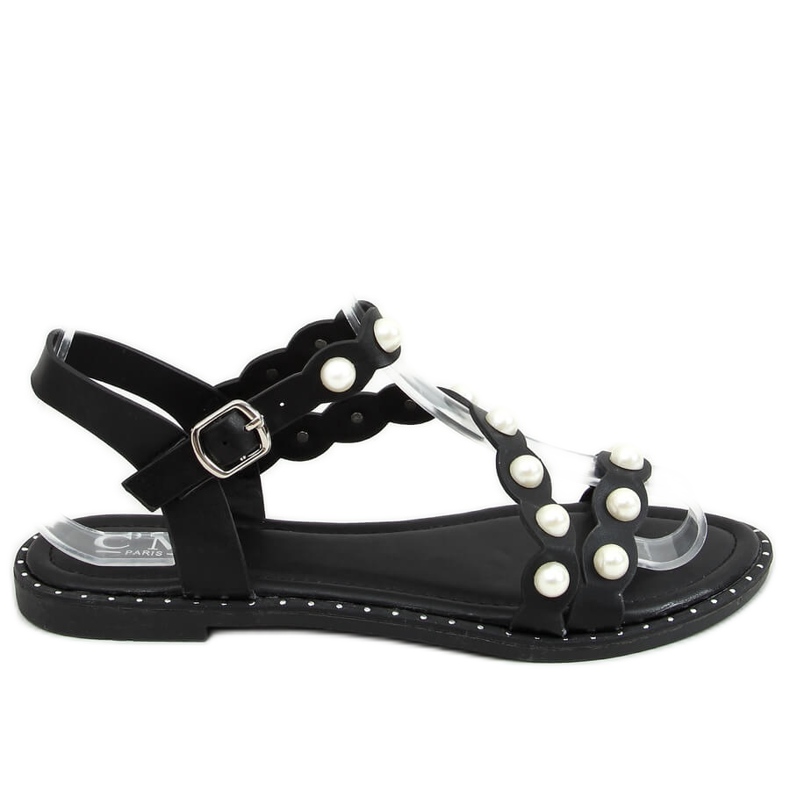 Sandale negre cu perle 55-55 Negre negru