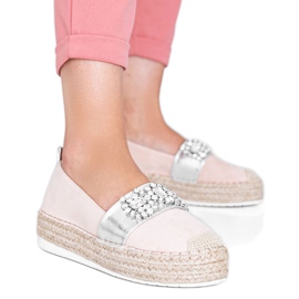 Espadrile bej cu pietre Cher argint Espadrile bej cu pietre Cher argint