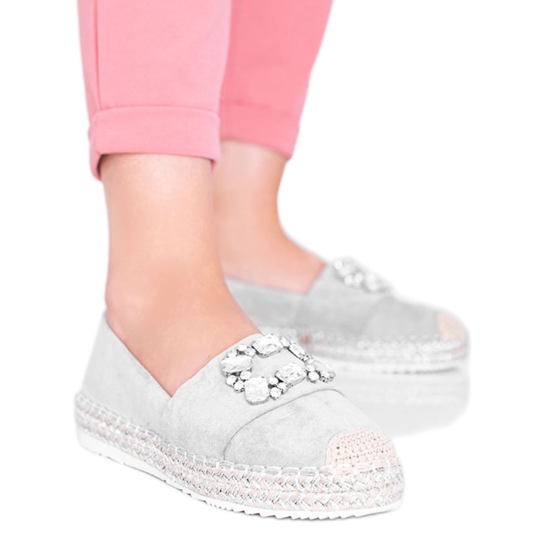 Espadrile gri decorate cu pietre cubaneze Vibe