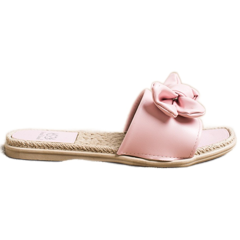 Small Swan Papuci din piele ecologică cu arc roz