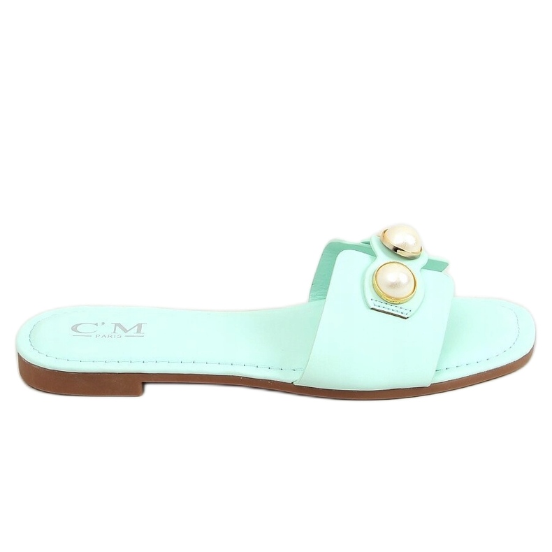 Papuci cu perle menta 55-37 LT.GREEN verde Papuci cu perle menta 55-37 LT.GREEN verde