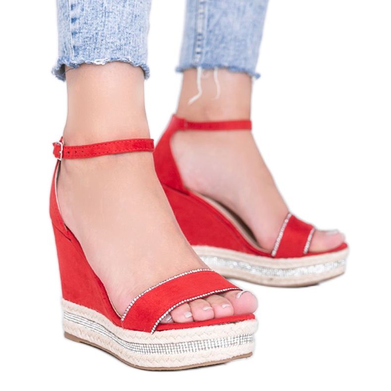 Sandale cu pene roșii cu zirconiu cubic Sparrow roșu