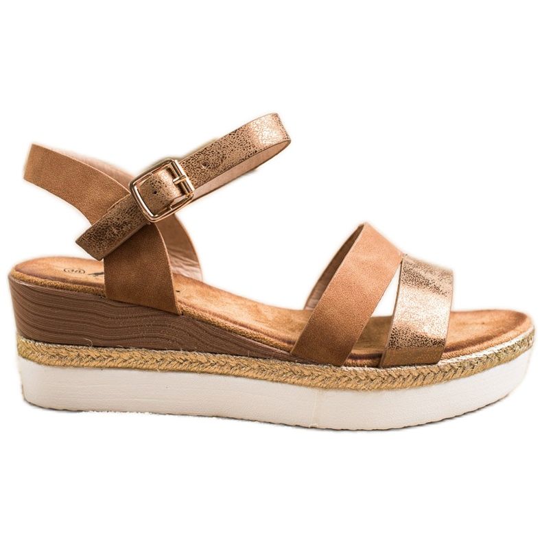 SHELOVET Sandale ușoare pe un toc de pană maro de aur