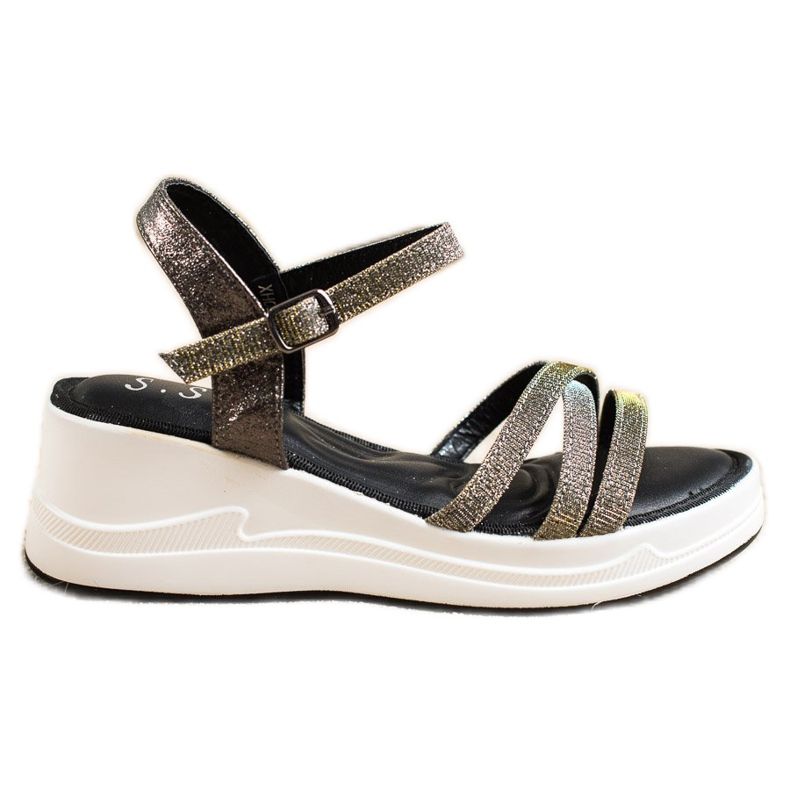 Small Swan Sandale cu sclipici pe pană negru