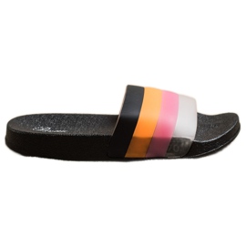Bona Flip-flops confortabile cu dungi colorate negru