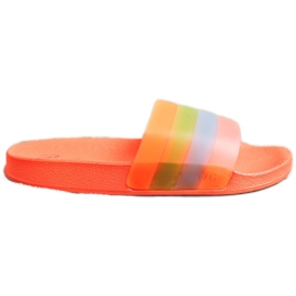 Bona Flip-flops confortabile cu dungi colorate portocale