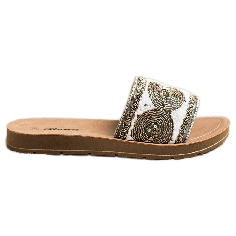 Bona Papuci eleganți alb gri